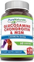 Pure Naturals Glucosamin Chondroitin & MSM Supplement- 124; 1850 Mg per Serving - 124; 120 Kapsler - 124; Non- GMO - 124; Gluten- Free - 124; Made in USA