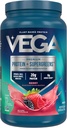 Vega Protein + Supergreens - 20g Plant- baseret protein, Berry, 26 Servering, Real Green & Veggies, Vegan Keto, 0g Tilføjet sukker, Non- GMO, Gluten Gratis, Dairy Free, 1.7lbs (Packaging May Vary)