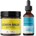 HERBAMAMA Lemon Balm and Ahwagandha Kit - Bundle of Lemon Balm Gummies & Ashwagandha Liquid Drops 2 fl oz - Vegan, Non- GMO, Alkohol & Gelatin- Free - 2 Pack