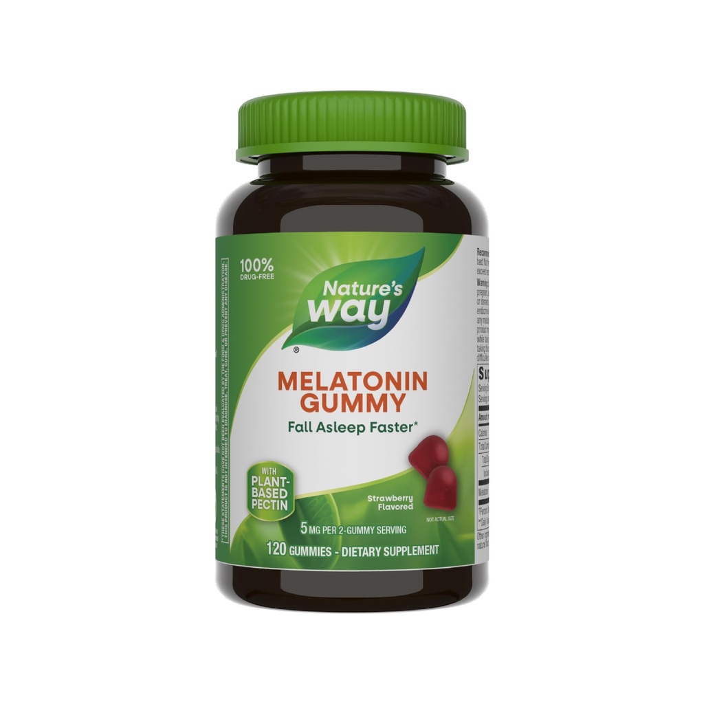 Nature 's Way Voksen Melatonin Gummies, Understøtter Restainful Sleep *, Fall Asseep Hurtigere *, Strawberry Flavored, 5 mg Melatonin Gummies per 2-Gummy Serving, 120 Greve