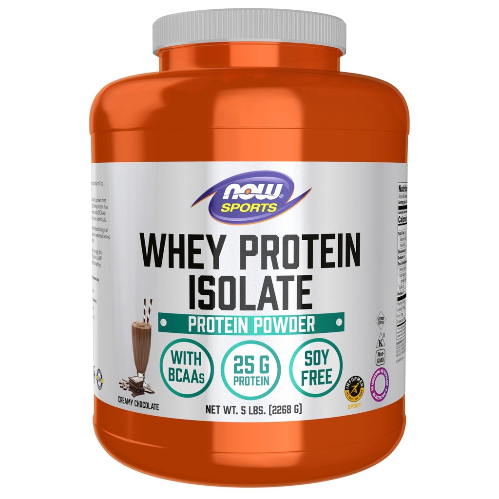 Now Foods Sport Nutrition, Whey Protein Isolate, 25 G med BCAA, cremet chokolade pulver, 5-pound