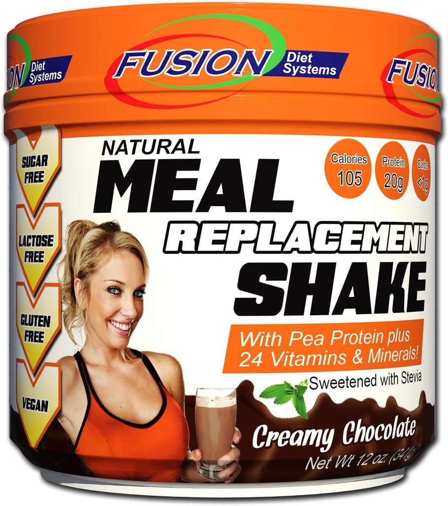 Fusion Plant Baseret Vegansk Måltid Erstatning Protein Powder - Creamy Chocolate Flavor, Bedste Pure Raw Complete Sports Performance Shake, Gluten- Free, Sugar- Free, 10 Servere, af Fusion Diet Systems