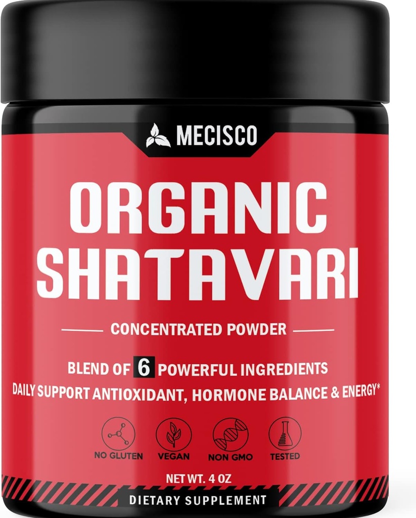 6in1 Shatavari Powder Organic - Blended with Shatavari Root, Bacopa Monnieri, Ashwagandha Root, Vitex Berry, Fenugreek & Black Pepper - Understøtter foryngelse, fremmer energi & Vitality - 4 Oz