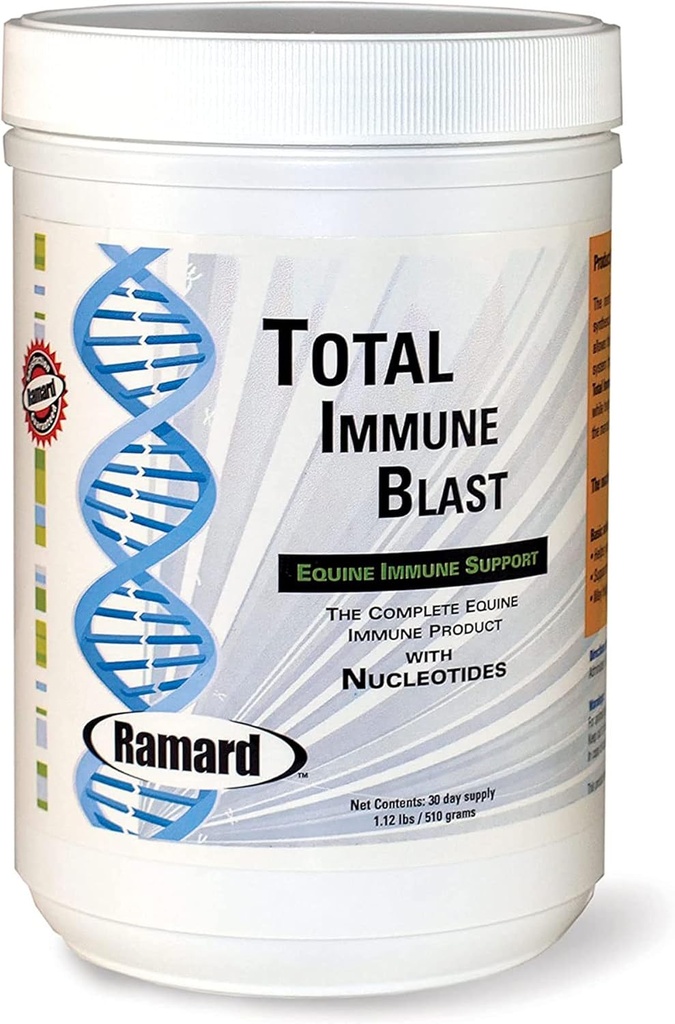 Ramard Total immunblast - Equine immunforsvar, Horse Vitamin & Powder Supplement w / Zink, Selenium, Omega 3, Omega 6 & Vitaminer w / Nukleotider, Equine Powder & Supplements 1.12 lbs. 30 dages forsyning