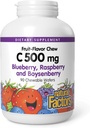 Naturlige faktorer, Kids Chewable C-vitamin 500 mg, understøtter immunforsvar, knogler, tænder og tandkød, blåbær, hindbær og boysenbær, 90 Greve (Pack of 1)