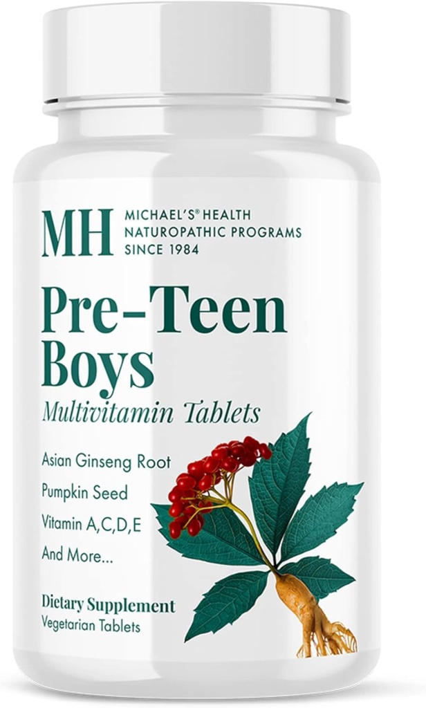 MICHAEL 'S Health Naturopatic Programmer Pre- Teen Boys Daily Multivitamin - 60 Vegetariske tabletter - med Mand Herbal Blend - Kosher - 60 Servere