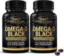 FREZZOR Omega 3 Sort til fælles pleje & Comfort - New Zealand Green Liped Mussel Oil Capsules; 53x Højere potens med UAF1000 + Super Antioxidant, Ingen Fishy Eftersmag, 60 Greve (Pack of 2)