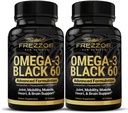 FREZZOR Omega 3 Sort til fælles pleje & Comfort - New Zealand Green Liped Mussel Oil Capsules; 53x Højere potens med UAF1000 + Super Antioxidant, Ingen Fishy Eftersmag, 60 Greve (Pack of 2)