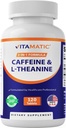 Vitamatisk L- Theanin 200mg med koffein 100mg - 120 Vegetariske tabletter Nootrope supplement til Focured Energy & Mental Clarity
