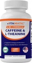 Vitamatisk L- Theanin 200mg med koffein 100mg - 120 Vegetariske tabletter Nootrope supplement til Focured Energy & Mental Clarity