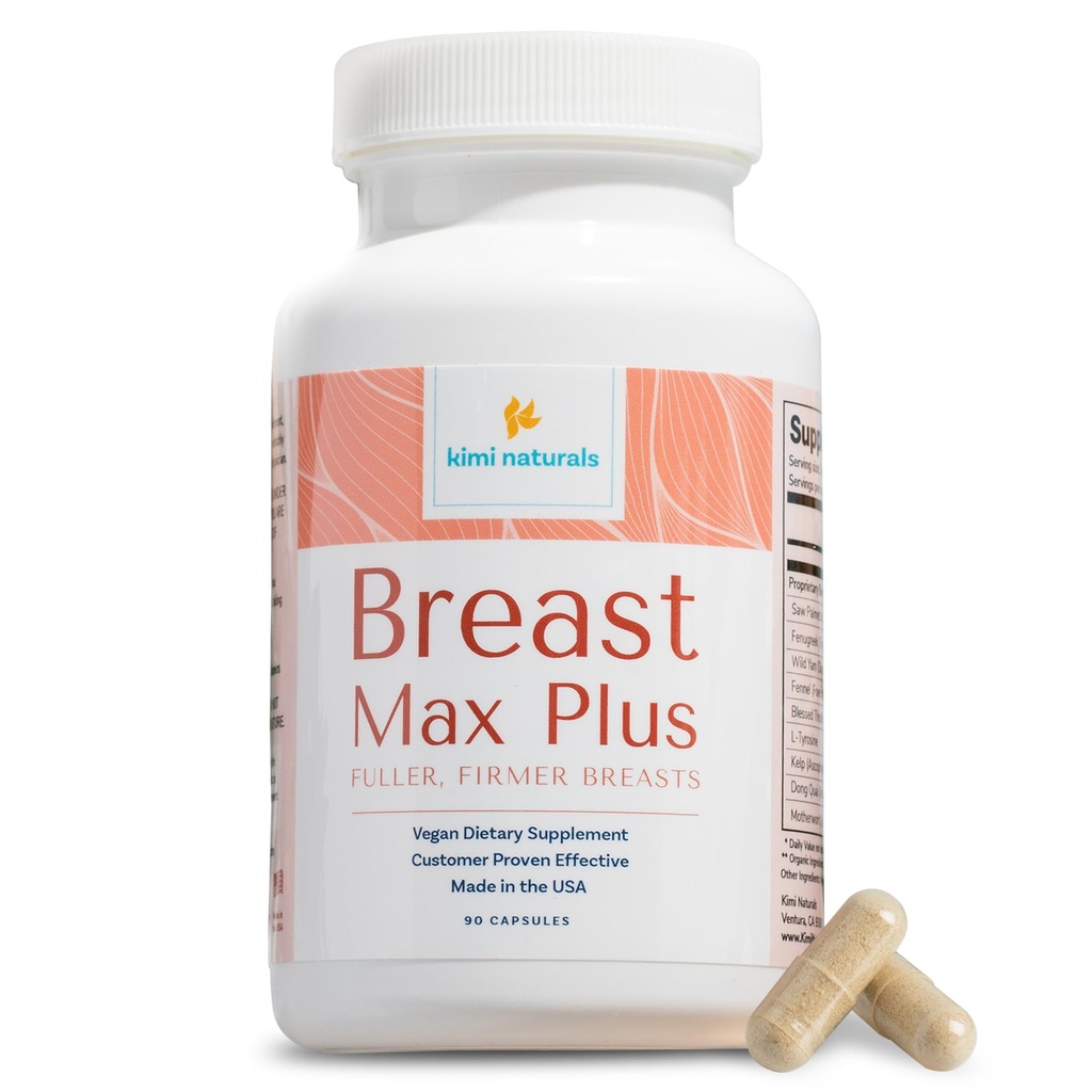 KIMI Naturals Bryst Max Plus - Bryst Enhancement Pills l Enhancer Supplement til hurtig vækst og større bust l Udvidelsesformel til at øge Firmness, Perkier, og Fuller Bob l 90 Kapsler