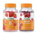 Lifeable D 5000 IE + Jern med C-vitamin, Gummies Bundle - Great Tasting, Vitamin Supplement, Gluten fri, GMO fri, Chewable Gummy