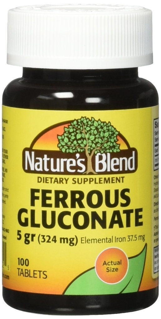 Nature 's Blend Ferrous Gluconate Tablets 324 mg, 100 Greve (pakke med 2)
