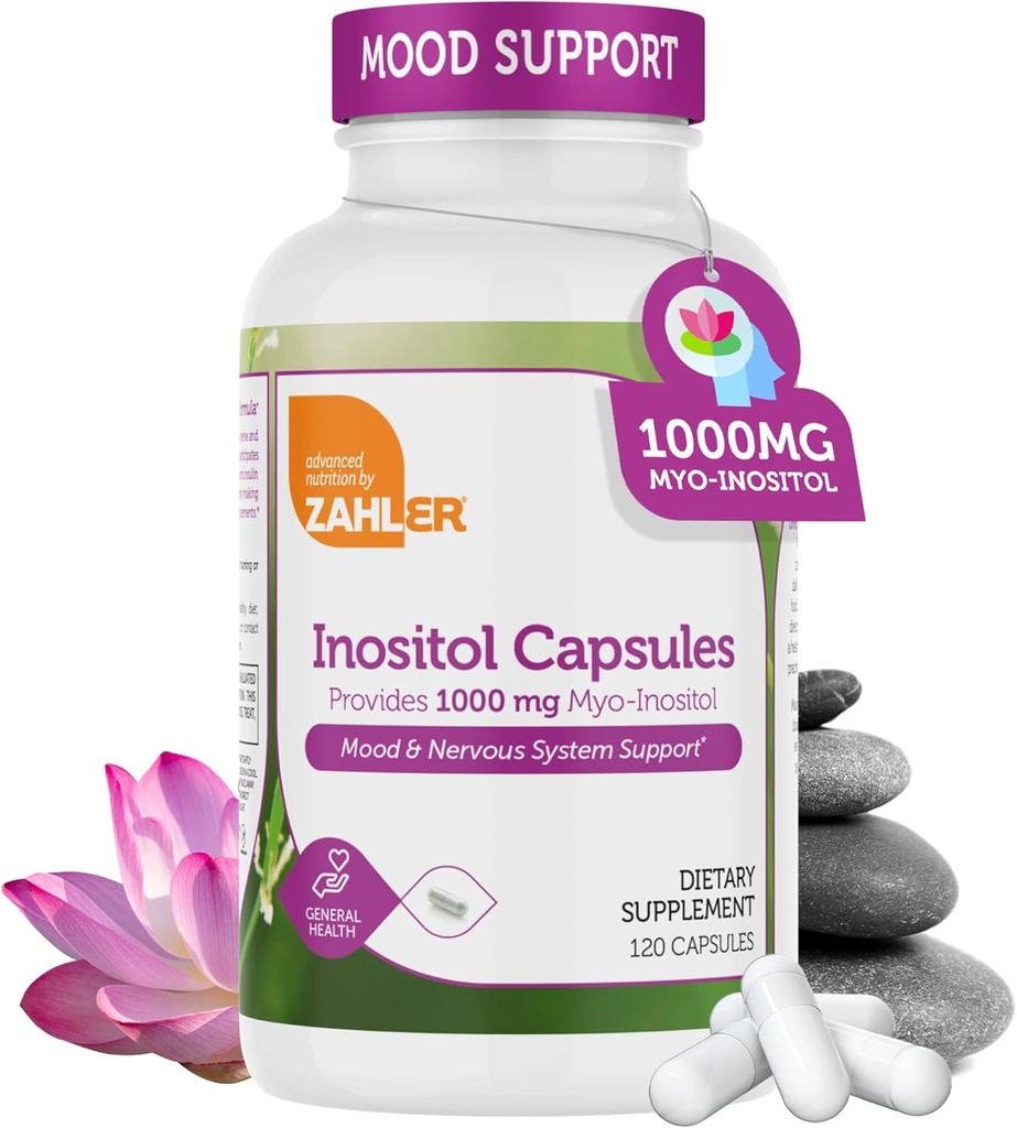 Zahler Inositol Supplement Capsules 1000mg - Mood & Nervous System Support Supplements for Women - Hormone Balance & Healthy Ovarian Function - Kosher, Gluten Free, Dairy Free - 120 Count