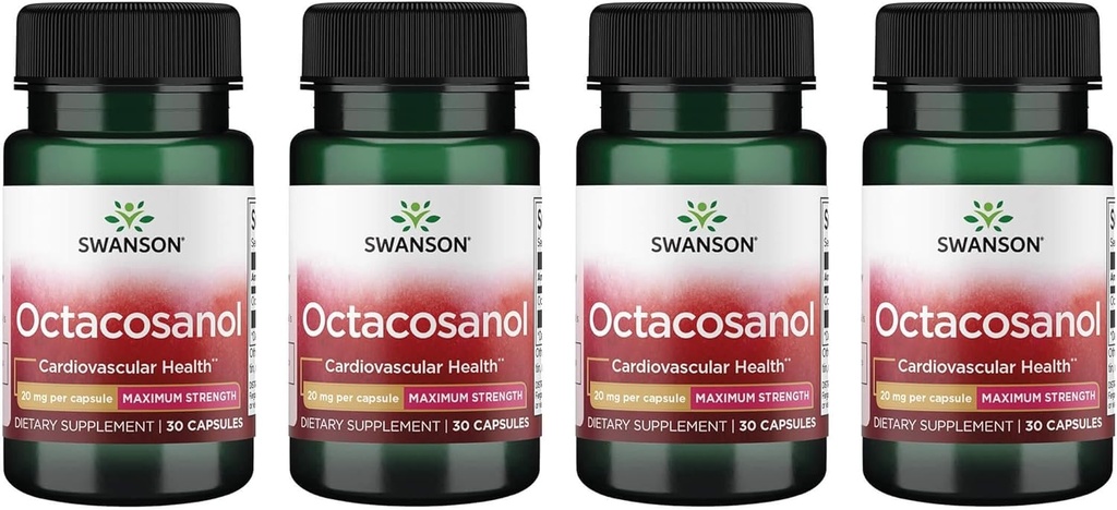 Swanson Maximum - Strength Octacosanol 20 Milligram 30 Kapsler (4 Pack)
