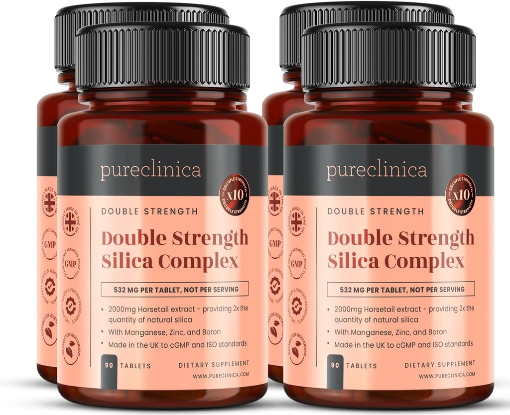 Double Strength Silica Complex - 12 Month Supply! (2000mg Horsetail Extract x 360 Tablets (4 flasker af 90))