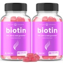 NutraChamps Sugar Free Biotin Gummies 10000mcg [høj potens] - sundt hår, hud og negle til kvinder, mænd & børn - 5000mcg i hver gumme - Vegansk hår sundhed vitaminer supplement - Hindbær (2 - Pack)