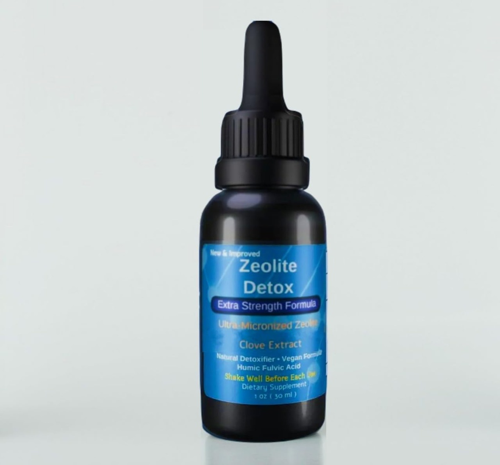 Liquified Zeolite Fulvic and Humic Acid Immune Gut Support Liquid Cleanser Zeolite 1 oz Glass Bottle exp 10/01/27