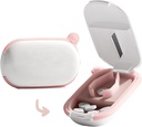 MURRI & MURRDI Lille Pill Cutter og Organizer til små eller store piller, Bærbar Medicin Cutter til Pocket Pung, Pill Holder Cutter til vitaminer, tabletter, Medicin, Pink