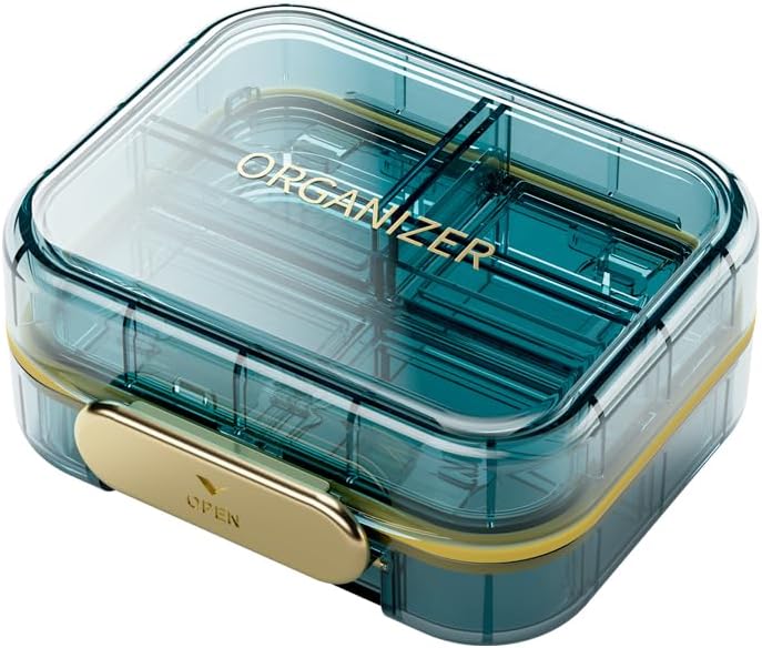 1 Pack Travel Pill Organizer, 7 kompartmenter Pill Box, Daglig Portable Pill Case at holde vitaminer, 3 Tommer Pill Container til Pocket Purse Medicine Organizer