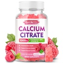 Calcium Citrat Gummies 1000mg w / vitamin D3, høj Absorption Calcium supplement til kvinder & mænd, Plus Magnesium, kalium, zink til muskel & immunforsvar, sukkerfri, Raspberry Flavor, 60 Greve
