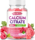 Calcium Citrat Gummies 1000mg w / vitamin D3, høj Absorption Calcium supplement til kvinder & mænd, Plus Magnesium, kalium, zink til muskel & immunforsvar, sukkerfri, Raspberry Flavor, 60 Greve