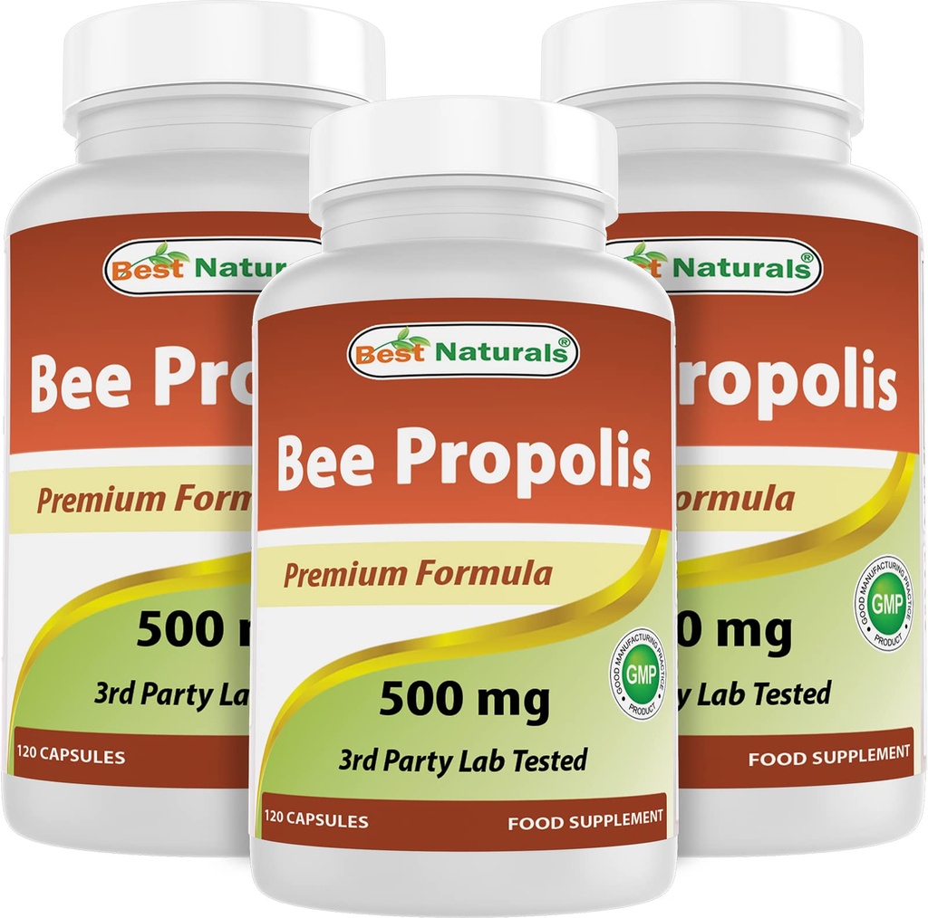 Bedste Naturals Bee Propolis 500 mg 120 Kapsler (120 Tæl (pakning med 3))