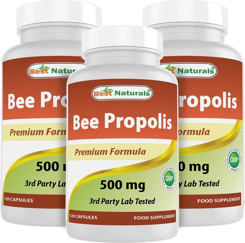 Bedste Naturals Bee Propolis 500 mg 120 Kapsler (120 Tæl (pakning med 3))