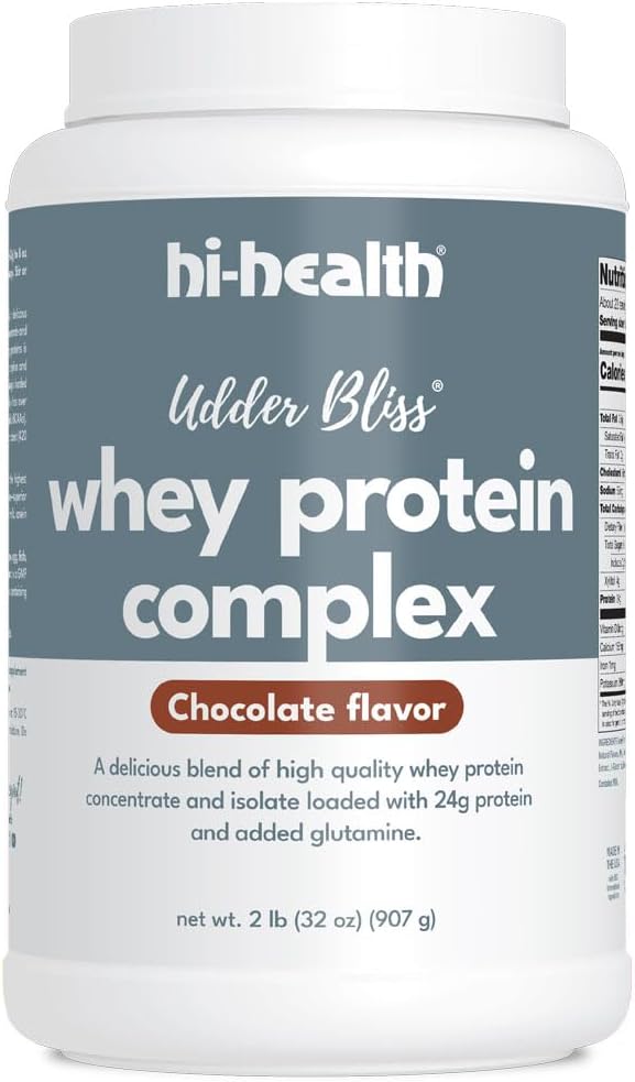 Hi- Health Ur Bliss Whey Protein Complex Powder, Blend of Bioavailable Whey Protein Koncentrat og isolere med Tilsat Glutamin, Chokolade (2 Pounds)