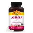 Country Life Acerola C-vitamin Complex, 500mg, Chewable Berry Flavored Wafers, Understøtter immunsundhed, 90 Wafers, Certified Gluten Free by GFCO, Certified Vegan by AVA
