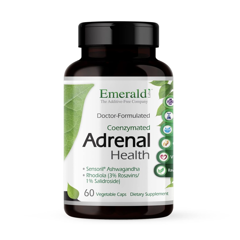 NØDVENDIG ETIKETTER Adrenal Health - Stress Relief, energistøtte & genoprettende søvn med Sensoril Ashwagandha, B Vitamin, Rhodiola & mere * - Glutenfri - 60 Vegetabilske kapsler (30-dages forsyning)