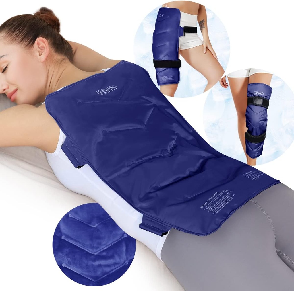 REVIX Stor Ice Pack til Tilbage, 13 "x 21" Genbrugelig Gel Cold Pack til fuld Back Coverage, Cold Compress Wrap til Skulder, Hip, Leg Relief, Ideel til træthed, muskelømhed, og daglig inddrivelse, Navy