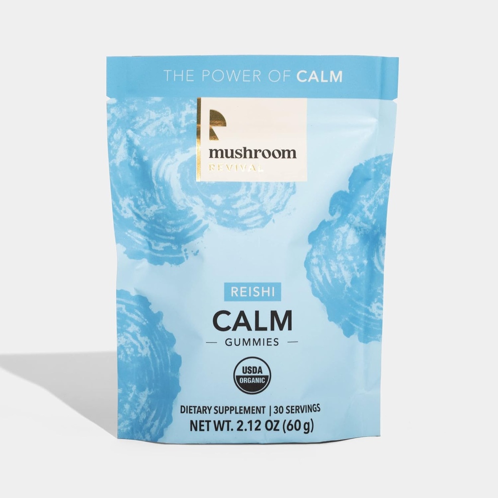 Svampe Revival, Økologisk, Reishi Calm Gummies, 2.12 Ounces, Non- GMO, Vegan, Gluten Free, Keto, Dairy Free