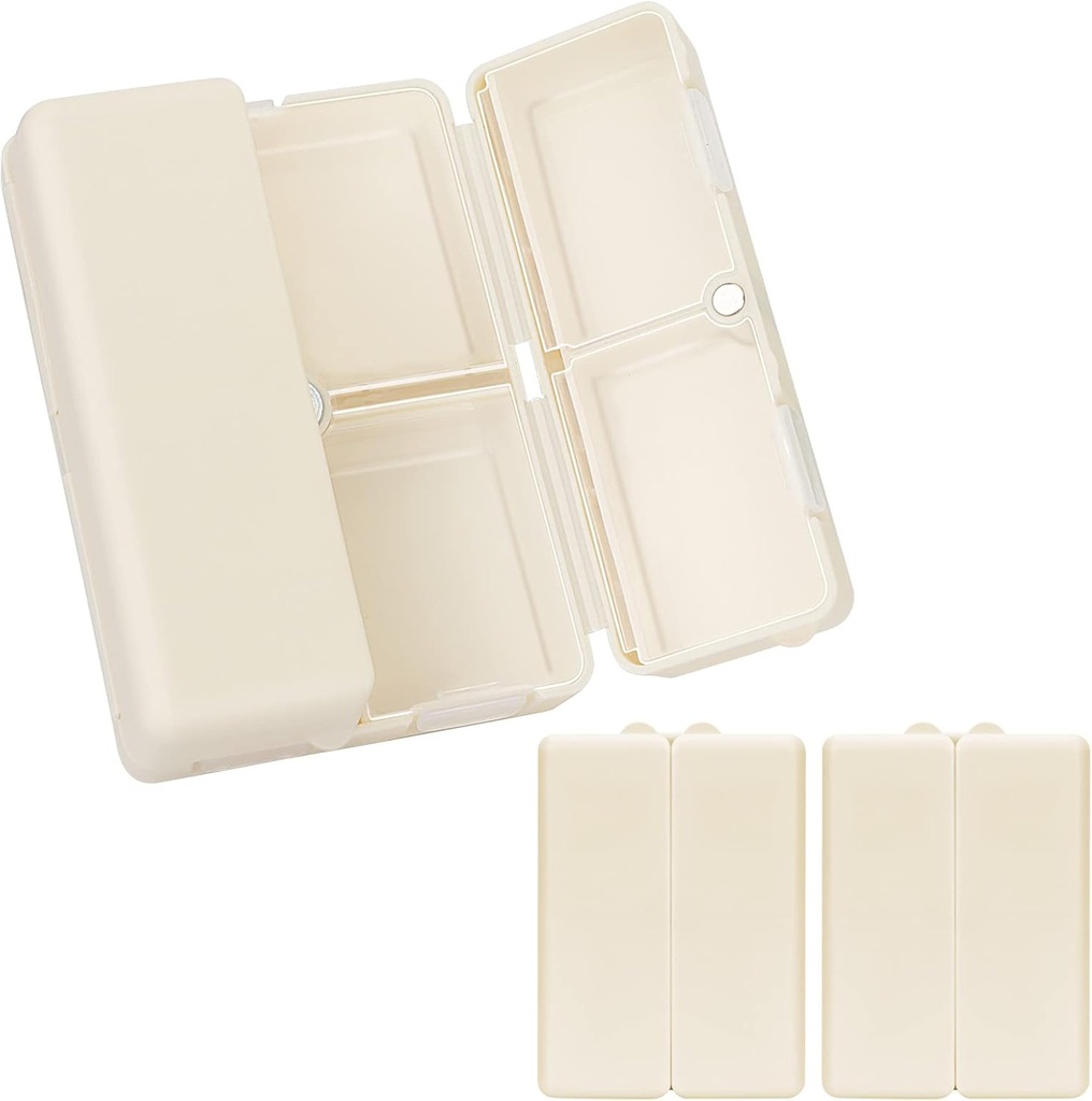 FIL Daily Pill Organizer, 2 Pcs 7 Compartments Portable Pill Case Travel Pill Organizer, [Folding Design] Pill Box for purse Pocket til at holde vitaminer, Cod Lever Olie, Kosttilskud og Medicin-White