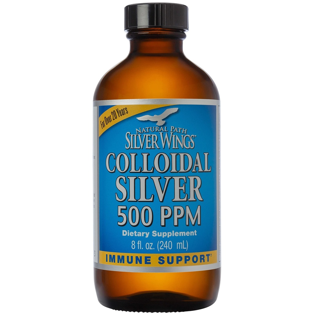Natural Path Silver Wings Kolloid Sølv 500ppm (2.500mcg) immunforsvar Supplement 8 fl. oz.