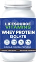 LifeSource Vitaminer 3 LB - US Dairy Cows Græs Fed Whey Protein Isolate - Dobbelt chokolade Fudge sødet w / Stevia - 3 LB Powder
