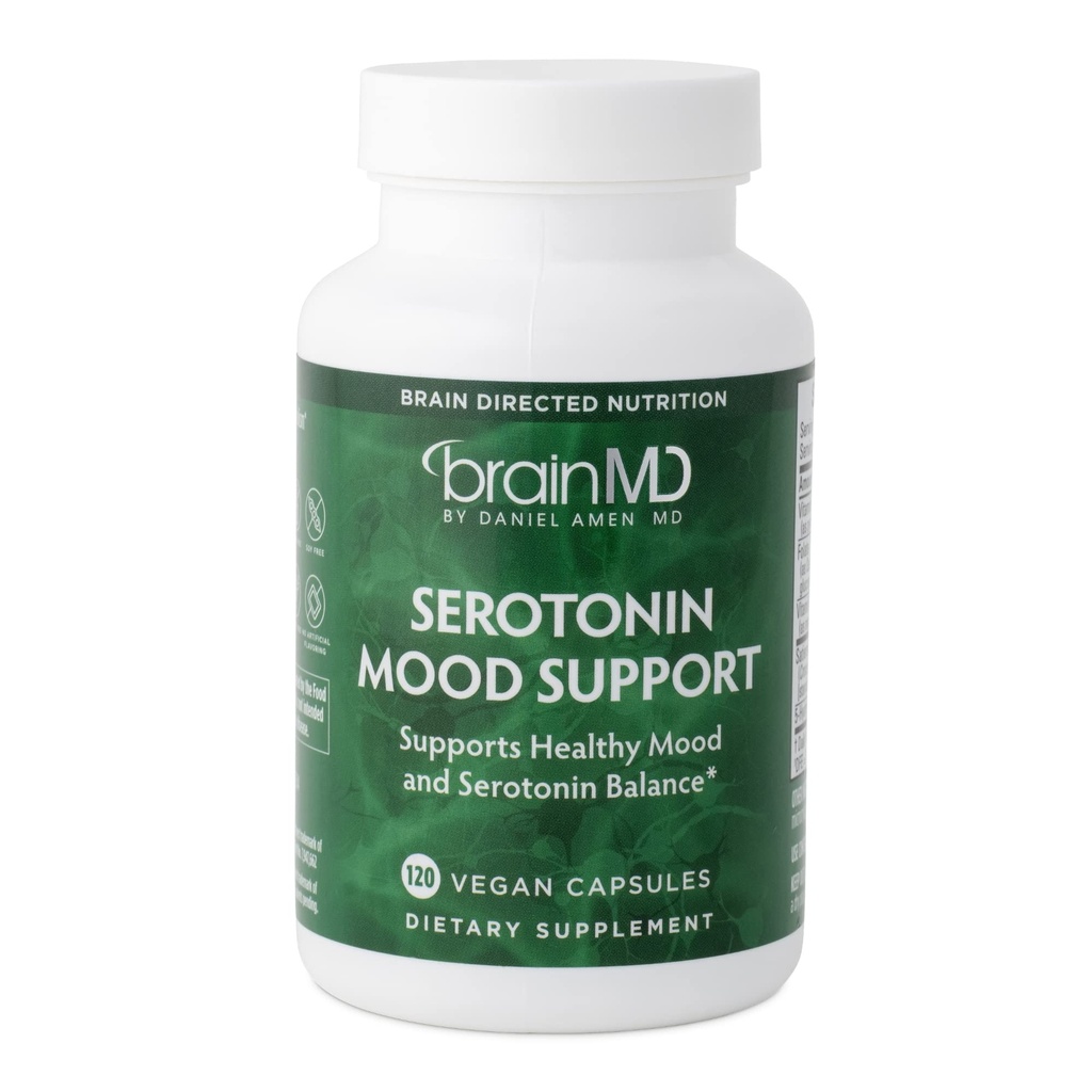 BRAINMD Dr. Amen Serotonin Mood Support - 120 Kapsler - Understøtter sund serotonin balance - Gluten Free - 30 Servere
