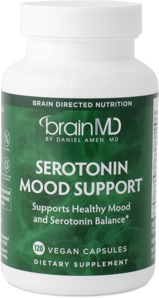 BRAINMD Dr. Amen Serotonin Mood Support - 120 Kapsler - Understøtter sund serotonin balance - Gluten Free - 30 Servere
