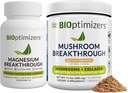 BiOptimizer Magnesium Breakthrough 4.0, (30 kapsler) & Mushroom Breakthrough Powder (Saltet Caramel, 15 Servere) - Natural Sleep and Brain Superfood & Supplement Bundle