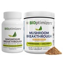 BiOptimizer Magnesium Breakthrough 4.0, (30 kapsler) & Mushroom Breakthrough Powder (Saltet Caramel, 15 Servere) - Natural Sleep and Brain Superfood & Supplement Bundle
