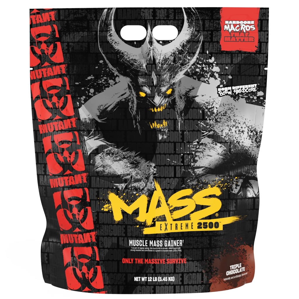 Mutant Mass Extreme Gainer - Whey Protein Powder - Byg muskelstørrelse og styrke - høj densitet rene kalorier (Triple Chocolate, 12 lbs)