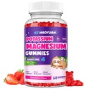 Magnesium Gummier for børn - Magnesium Glycinat Gummies med vitamin D3, B6, Kalium & Ashwagandha, Magnesium for børn og voksne Afslapning, søvn, hjerne & ben Sundhed -Vegansk Jordbær 60ct