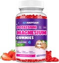 Magnesium Gummier for børn - Magnesium Glycinat Gummies med vitamin D3, B6, Kalium & Ashwagandha, Magnesium for børn og voksne Afslapning, søvn, hjerne & ben Sundhed -Vegansk Jordbær 60ct