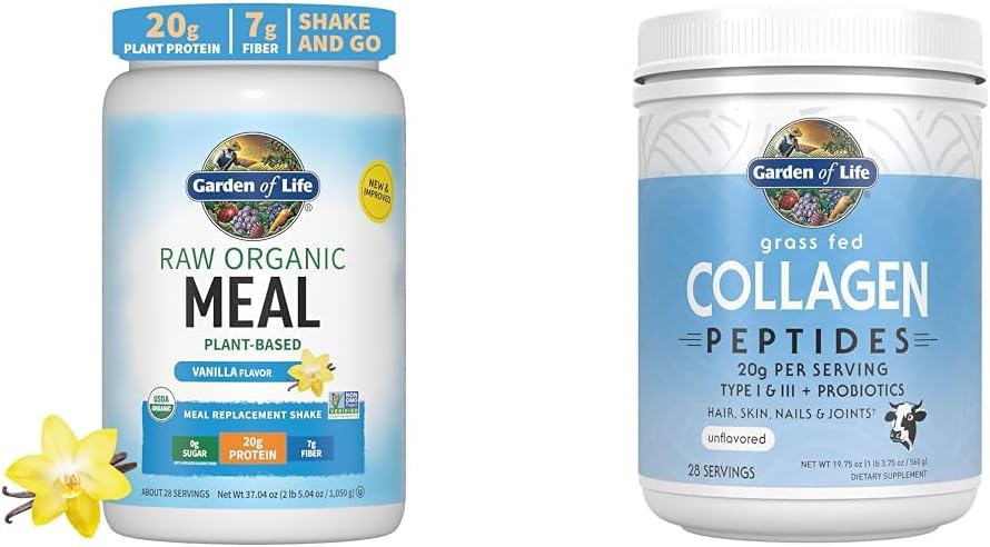 Have of Life Vegan Protein Powder - Raw Organic Meal Erstatning Shakes - Vanilla - Pea Protein & Grass Fed Collagen Peptider Powder - Unflavored Collagen Powder til kvinder Mænd Hår hud negle Joints