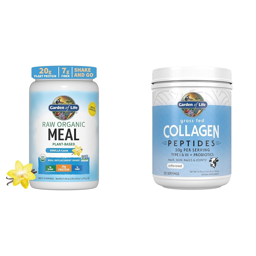 Have of Life Vegan Protein Powder - Raw Organic Meal Erstatning Shakes - Vanilla - Pea Protein & Grass Fed Collagen Peptider Powder - Unflavored Collagen Powder til kvinder Mænd Hår hud negle Joints