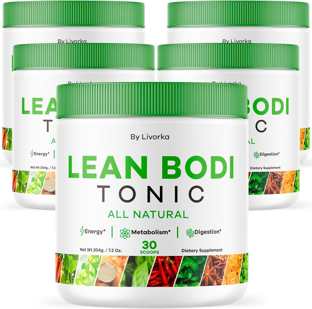 LIVORKA Lean Bodi Tonic, All Natural Advanced Formel Powder, 150 Servere til 5 måneder, pakke med 5