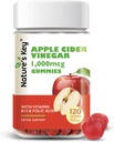 Nature 's Key Apple Cider Vinegar Gummies 120 Count ACV Gummy med folsyre vitamin B6 B12 Beetroot & Pomegranat - Vegan, Non- GMO & Gluten- fri