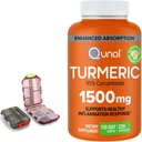 Gurkemeje 1500mg tillæg, 95% Curcuminoider, 220 kapsler (110- Day Supply) med to (2) rejse pilsager.