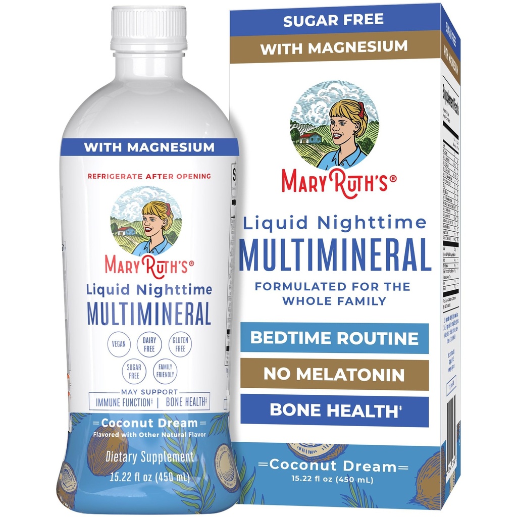 MaryRuth Organics Flydende Nighttime Multimineral Measurement; No Melatonin Measurement 124; Sengetid Routine Routine Measurement 124; Magnesium Citrate Measurement 124; Calcium Measurement 124; Zink Measurement 124; Vitamin D3 Measurement - Vegan Measurement Free Measurement 124; Gluten Free Measurement 124; 15,22 Oz