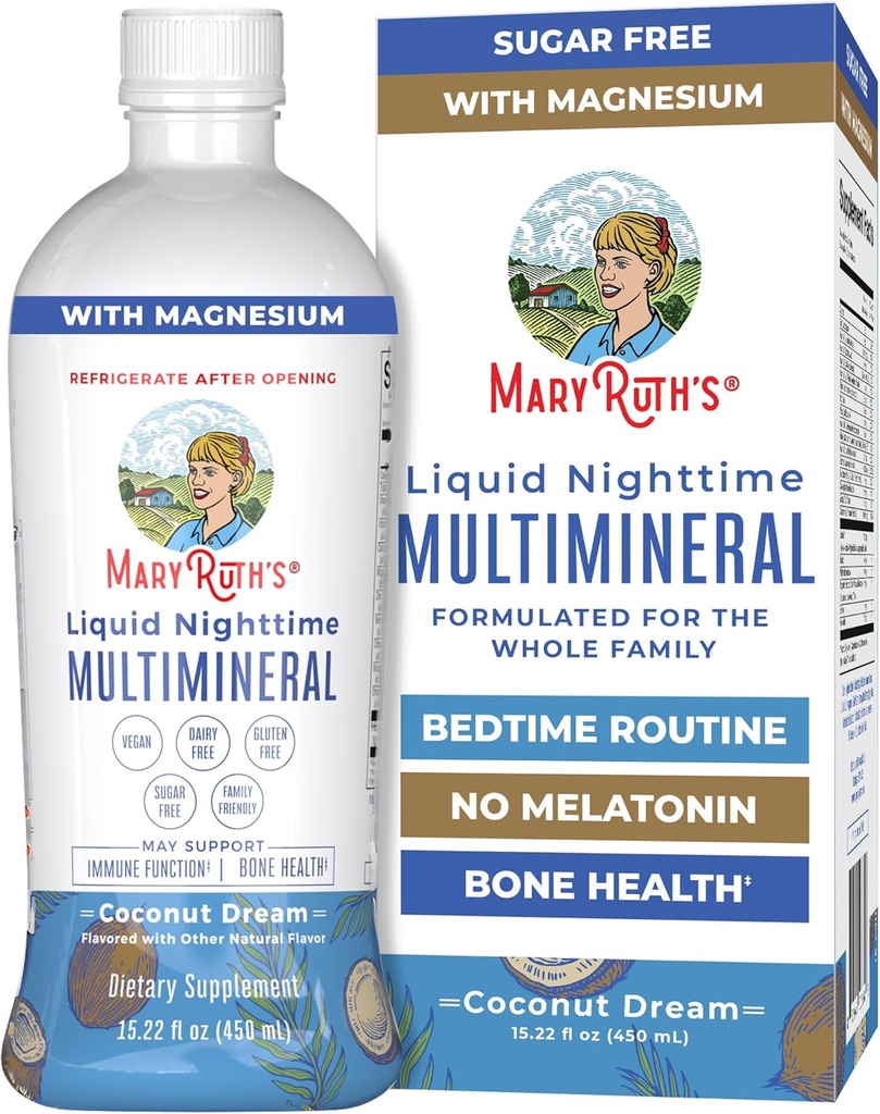 MaryRuth Organics Flydende Nighttime Multimineral Measurement; No Melatonin Measurement 124; Sengetid Routine Routine Measurement 124; Magnesium Citrate Measurement 124; Calcium Measurement 124; Zink Measurement 124; Vitamin D3 Measurement - Vegan Measurement Free Measurement 124; Gluten Free Measurement 124; 15,22 Oz
